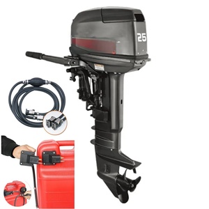 Moteur hors-bord 2 temps en acier inoxydable 25 CV, état neuf, avec supports en caoutchouc - Product Image 2