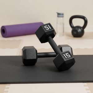 Haltères hexagonaux en fonte (paire) noirs 20 lb avec tête anti-roulement - Product Image 3