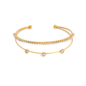 Brazalete Geométrico Abierto de Cristal para Mujer, Diseño de Estrella Dorada, Engaste de Canal, Joyería para Uso Diario - Product Image 5