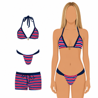Fabricant OEM de maillots de bain – Ensembles de bikinis entièrement ajustables pour femmes en tissu recyclé avec breloque personnalisée et bordure contrastante
