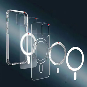 Logo clair chargeur antichoc <span class=keywords><strong>Mag</strong></span> coque de téléphone pour <span class=keywords><strong>iPhone</strong></span> 15/14/13 Pro Max couverture mobile magnétique transparente sûre Plus modèle IQOO - Product Image 3