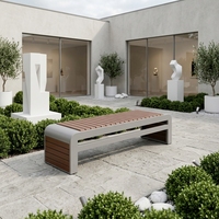 Banc de jardin extérieur moderne avec jardinière intégrée, banc long pour parc commercial, chaise avec pot de fleurs