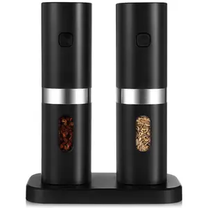 New Arrival Electric Grinder Mill factory wholesales USB rechargeable Battery Black electric salt and pepper grinder set