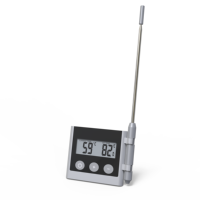 Termometer Daging Digital dengan Layar LCD Resolusi 0.1C Panjang Probe 200mm Bahan Plastik Dukungan OEM & ODM Berperingkat IP43