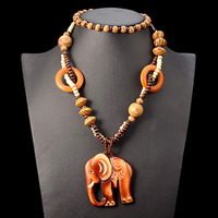 Colliers pour femmes, style bohème, vintage africain, pendentif en bois, poisson, collier chaîne de pull, collier en bois
