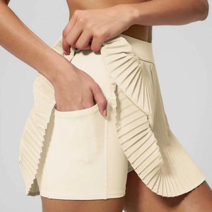 Faldas <span class=keywords><strong>de</strong></span> Tenis Plisadas <span class=keywords><strong>de</strong></span> Secado Rápido para Mujer con Logotipo Personalizado, Falda Deportiva <span class=keywords><strong>de</strong></span> Doble Capa para Correr, Falda <span class=keywords><strong>de</strong></span> Yoga Transpirable con Bolsillo - Product Image 4