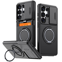 Funda con Soporte y Ranura para Tarjetas para Samsung Galaxy A37, A57, A27, A17, A56, A36, A26, con Cámara Deslizable y Protección Antigolpes