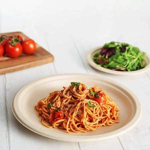 Plato de Bagazo de 7 Pulgadas, Vajilla Redonda Desechable de Caña de Azúcar, Ecológica, Apta para Microondas, Resistente al Calor, Proveedor - Product Image 4