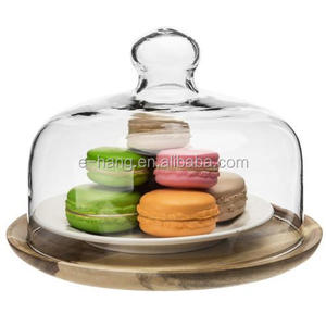 Cloche à <span class=keywords><strong>fromage</strong></span> en dôme de verre OEM avec <span class=keywords><strong>plateau</strong></span> en bois d'acacia Plateaux de <span class=keywords><strong>fromage</strong></span> de 7.5 pouces - Product Image 1