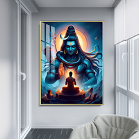 Seigneur Shiva méditant au clair de lune impression sur toile Art hindou sacré pour la méditation et la paix cadeau de décoration spirituelle pour la maison