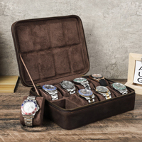 Boîte de collection de luxe pour 8 montres, étui de voyage personnalisé pour montres, organisateur de montres en cuir vintage, étui de rangement en cuir Crazy Horse CF1203