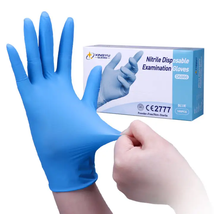 Gants d'examen jetables Xingyu Gants d'examen jetables en nitrile bleu Gant d'examen jetable