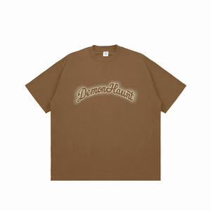 เสื้อยืดสำหรับผู้ชายพิมพ์ลายแบบเรียบง่ายผ้าฝ้ายแท้ทรงหลวมคอสั้นแขนสั้นสตรีทพิมพ์ลายตัวหนังสือผ้าไหมถักแฟชั่น - Product Image 5