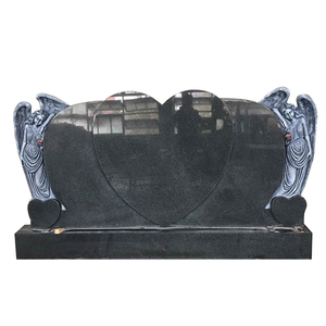 Monument funéraire moderne en pierre noire, ange pleureur tenant un cœur, pour cimetière, vente chaude - Product Image 5