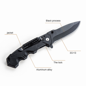 Couteau de poche pliable de haute qualité OEM personnalisé en aluminium noir avec lame en acier inoxydable pour la chasse, le camping, la survie et l'EDC - Product Image 5