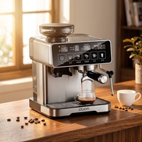 Machine à expresso en acier inoxydable 20 bars, cafetière à dosettes souples, machine à café expresso automatique avec moulin à café