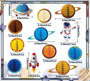 Decoraciones de Papel con Temática Espacial DAMAI, Globos de Panal con Forma de Astronauta y Cohete para Fiestas de Cumpleaños, Uso en Interiores, Reutilizables para Niños - Product Image 5