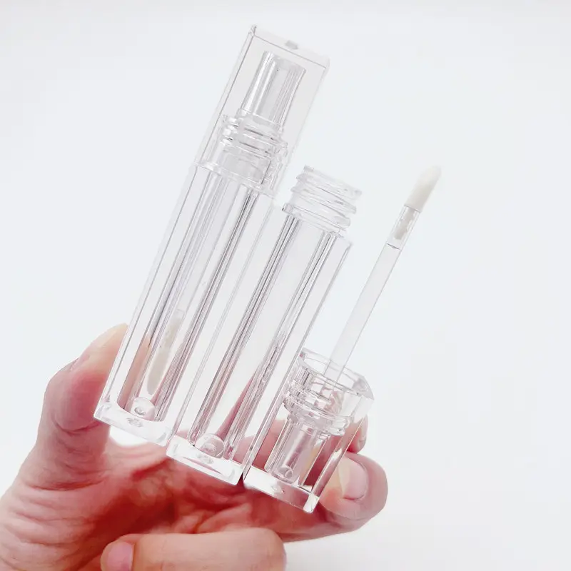 Square full transparent white 5.5ml lip glaze tube lipstick tube can be customized logo lipstick tube makeup bottle