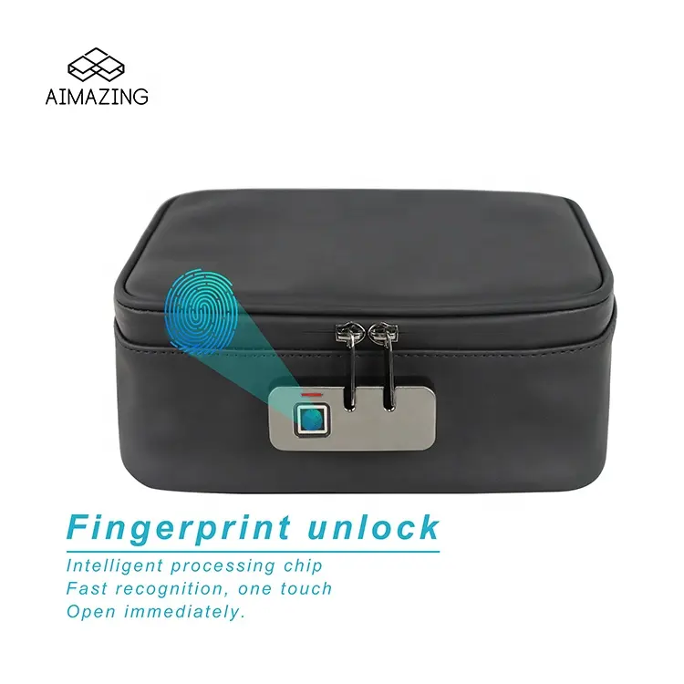 Custom Fingerprint Tobacco Carrying Case Smell Proof Bag Case Box With Lock And Key