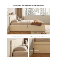 Lit haut en bois massif personnalisable XHA de classe ENF, taille appartement compact 1,5 m, chambre principale style crème, lit double 1,8 m