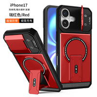 Coque de téléphone de luxe antichoc en TPU+PC avec anneau magnétique et béquille, en stock, pour iPhone 17 Pro Max 16 15 14 13 12 11