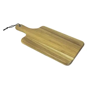 Mejor venta de Acacia tabla de corte de madera con anillo de Metal y cuerda.