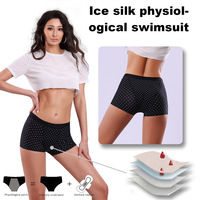Traje de Baño Menstrual de Talla Grande, 4 Capas, a Prueba de Fugas, Braguitas Menstruales sin Almohadillas, Shorts de Baño para Mujer, Tallas XS-4XL