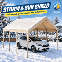 Tente de garage résistante aux intempéries avec structure en tubes d'acier, équipement agricole, poutre transversale renforcée pour cour arrière et allée