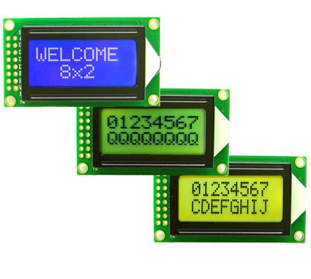 character LCD display 8x2 with yellow color