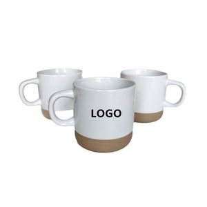Ensemble de tasses à latte en céramique, compatibles micro-ondes, en porcelaine, avec grandes poignées, design moderne, couleurs neutres assorties - Product Image 1