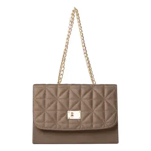 Sac cabas pour femme Fana Melina, matériau PU, bandoulière chaîne, fermeture à rabat, motif géométrique, style élégant, usage quotidien - Product Image 3