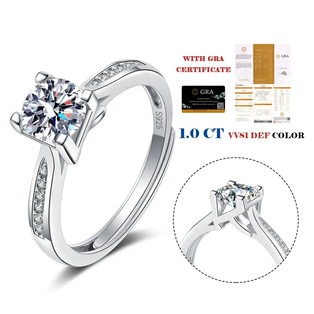 925 Sterling Silver Wedding Rings Engagement Women's Wedding Rings Fine Jewelry Fashion 18k Moissanite Ring