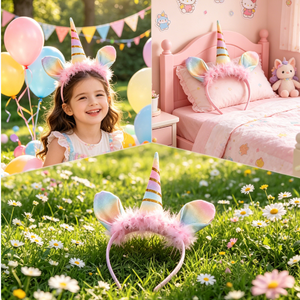 DAMAI Fournitures de fête d'Halloween Accessoire photo de cosplay Thème licorne Jouet pour enfants Bandeau rose pour fête d'anniversaire pour déguisement et défilé - Product Image 4