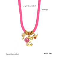 Collier ras du cou en corde tressée en gros, avec breloque lettre alphabet en émail en acier inoxydable, cordon réglable pour femmes, cadeaux bijoux