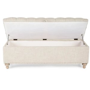 <span class=keywords><strong>Banc</strong></span> ottoman moderne rembourré en lin avec rangement, touffeté, pour bout de lit, chambre et entrée - Product Image 2