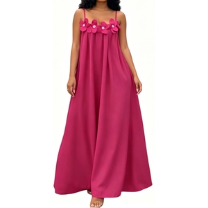 <span class=keywords><strong>Vestido</strong></span> Maxi <span class=keywords><strong>de</strong></span> Lujo con Apliques Florales 3D, Sin Mangas, Elegante, <span class=keywords><strong>de</strong></span> Alta Gama, con Tirantes Finos, Holgado, <span class=keywords><strong>para</strong></span> Eventos Nocturnos, Moda Sehe - Product Image 3