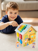 Casa de Actividades Montessori de Madera, Tablero Multifuncional, Juguete Sensorial, Juguete de Aprendizaje Preescolar, Habilidades Motoras Finas, Educativo para Niños