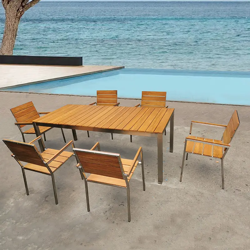 outdoor furniture wholesale distributors metal teak wood patio garden table set