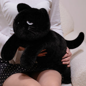 Unisex schattige, goed verkopende zwarte kattenknuffel van hoge kwaliteit, zacht PP-katoen gevuld, aanpasbare maten voor diverse gelegenheden - Product Image 4