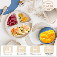 Ensemble d'alimentation de sevrage en silicone de 9 pièces sans BPA pour les tout-petits, bols et gobelets à bec, produit de salle à manger pour enfants fabriqué aux États-Unis