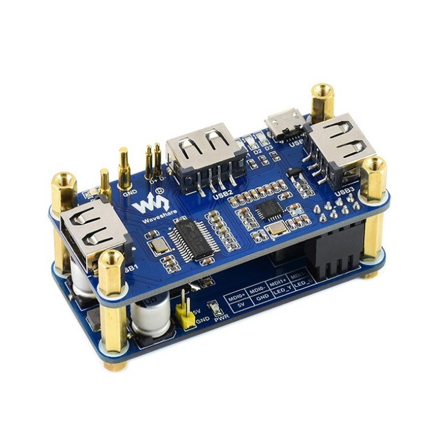 EParthub Pi Zero PoE 3-USB HUB Ethernet Power HAT for Raspberry Pi Zero
