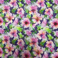 Tissu en coton imprimé floral des années 60, tissage uni, doux, respirant, léger, motif fleurs roses, pour robe, chemisier, vêtement