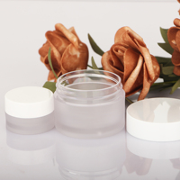 Pot en plastique d'emballage cosmétique rond de luxe givré par PETG avec des tailles du couvercle 5ml 15ml 30ml 50ml 100ml 250ml pour la lotion et la crème corporelle