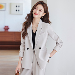 Women's Suit Set Solid Color Double-Breasted Anti-Wrinkle Casual Wear Plus Size - Product Image 1