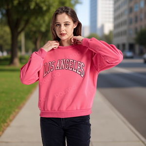 Sudadera Rosa de Mujer Los Ángeles, Cuello Redondo, Manga Larga, 100% Algodón, Informal, con Diseño de Letras Estampadas en la Parte Delantera - Product Image 2