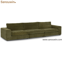 Canapé en bois de teck de haute qualité de style naturel, meubles de salon et de chambre à coucher, canapé sectionnel en tissu et éponge avec coussins doux