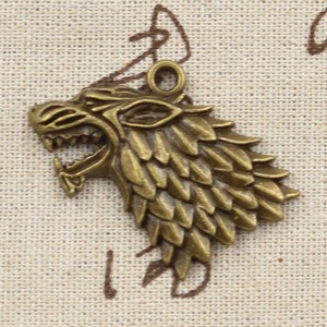 Charms Ice and Fire Dire <span class=keywords><strong>Wolf</strong></span> 32x44mm Ajuste hecho a mano, colgantes de Color plata tibetana Vintage, DIY para collar de pulsera - Product Image 6