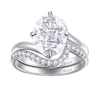 Ensemble de bagues tendance pour femmes en argent sterling S925, inspiré des créateurs, avec zircon de 5 carats, bijoux haut de gamme