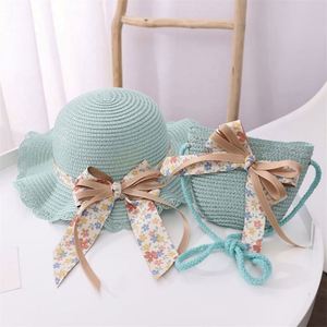 Chapeau de soleil d'été pour enfants, ensemble sac et chapeau de paille pliable pour filles, idéal pour la plage - Product Image 6