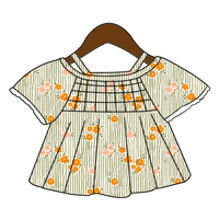 Nouvelle Arrivée Blouse Décontractée d'Été pour Bébé Fille à Épaules Dénudées, Imprimé Personnalisé, Chemise Confortable de Haute Qualité pour Enfants, Idéale pour les Jeux et les Sorties